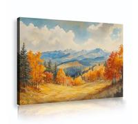 CHERHERART Rustic Rural Landscape Watercolor Painting Prints Japanese Autumn Scenery Canvas Wall Art for Office Study Dining Home Decor 80x120cm Innerframe