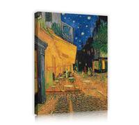 CHERHERART Sidewalk Cafe at Night Canvas Poster Prints Wall Art Relaxing Peaceful Canvas Picture Artwork for Home Dining Room Bedroom Kitchen 70x90cm Innerframe
