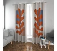 CHERHERART Simple Orange Leaf Pattern Blackout Curtains for Living Room Office Botanical Printed Window Drapes Grommet Top 2 Panels Set 2xW42xL63
