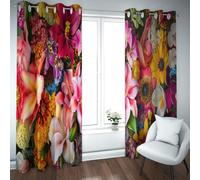 CHERHERART Spring Tropical Flower Grommet Top Blackout Curtains for Bedroom Window Modern Colorful Bloom Floral Darkening Drapes Set of 2 2xW52xL96