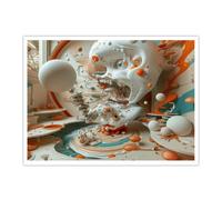 CHERHERART Surreal 3D Face Canvas Wall Art Fluid Sculpture Pattern Poster Prints Dreamy Floating Canvas Picture for Studio Home Teen Decor 85x110cm Frameless
