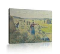CHERHERART The Hay Harvest at Eragny Canvas Wall Art Picture Yellow Green Wheat Fields Canvas Painting Prints Murals for Home Dining Room Cafe 87x118cm Innerframe
