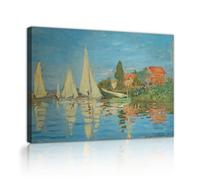 CHERHERART The Regatta at Argenteuil Canvas Wall Art Painting Prints Beautiful Seine River Canvas Picture Poster Artwork for Home Dining Study 45x70cm Innerframe