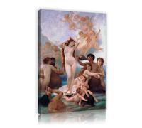 CHERHERART William Adolphe Bouguereau the Birth of Venus Oil Painting canvas Wall Art Vintage Canvas Artwork for Home Living Room Bedroom Decor 60x90cm Innerframe