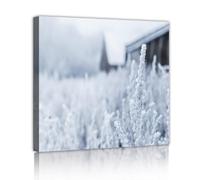 CHERHERART Winter Snow Landscape Canvas Wall Art Rustic Farmhouse Pictures Artwork Prints for Home Dining Room Bedroom Office Study Decor 45x45cm