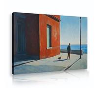 CHERHERART World Famous Painting Style Canvas Painting Prints Seaside City Man Dog Canvas Wall Art for Living Room Bedroom Office Decor 70x100cm Innerframe