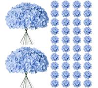 Cherica 65Pcs Blue Hydrangea Artificial Flowers Bulk，Realistic Silk Fake Flowers with Stems，Faux Hydrangea Flowers for Wedding Home Decor Centerpieces Living Room Garden Party Baby Shower Decoration