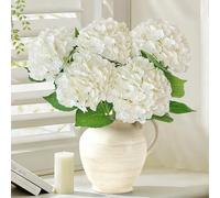 Cherica Real Touch White Hydrangea Artificial Flowers with Stems, Fake Silk Flowers for Outdoors, 3 Pcs Artificial Flowers for Home Decor Wedding Bouquets Centerpieces Vase