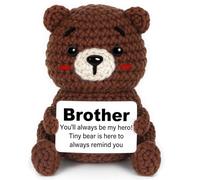 CheriGift Brother Gifts, Handmade Crochet Emotional Support Bear “Brother, you'll always be my hero! ”- Gifts for Brother's Birthday, Graduation, Christmas, Wedding, Valentines