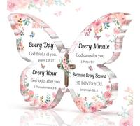 CheriGift Christian Easter Gifts for Women - 5x3.8x0.5 Inch Acrylic Butterfly Inspirational Plaque with Bible Verse - Christmas or Birthday Gifts for Women Friends