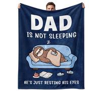 CheriGift Dad Gifts, Daddy Birthday Gifts, Sloth Print Flannel Throw Blanket Dad Is Not Sleeping He’s Just Resting His Eyes, Funny Birthday Father’s Day for Father Step Daddy