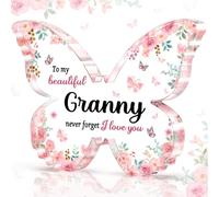 CheriGift Granny Gifts, Best Granny Birthday Gift, Christmas or Mothers Day Gift for Granny, Beautiful Butterfly Acrylic Plaque, Thoughtful Granny Gifts from Grandchildren - To my beautiful granny