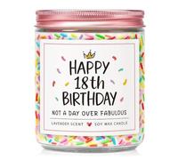CheriGift Happy 18th Birthday Gifts for Girls Boys, 7oz Lavender Candle | Handmade 18 Year Old Gifts for Friends Sister Daughter, 200g Scented Candle with Sprinkles, 18th Birthday Gift Ideas
