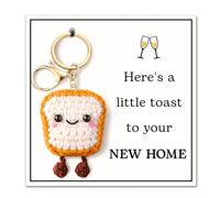 CheriGift House Warming Gifts New Home, Cute Handmade Crochet Toast Keychain, Mini Bag Charm Gift for housewarming, Best New Home Gift Ideas for Couple Homeowner