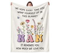 CheriGift Nan Gifts, Nan Birthday Gifts, Ultra Soft Floral Letter Print Flannel Blanket Throw, Presents for Nan’s Birthday Mother’s Day Christmas