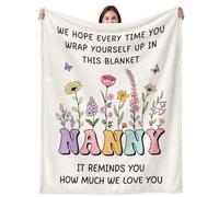 CheriGift Nanny Gifts, Ultra Soft Floral Letter Print Flannel Blanket Throw Birthday Presents for Nanny Nan Nana Nanna Granny Grandma, Gifts for Nanny’s Birthday Mother’s Day Christmas