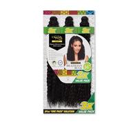 Cherish Brazilian Bulk Hair Extensions, 16 Inches, Handmade, 3-Pack Value Set, Color 1B