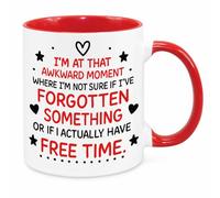 Cherish Charlie Designs Awkward Moment Mug - Funny Novelty Gift Silly Present Mug Birthday Christmas for Mum Dad Friend Sister Brother Grandparents for Man Woman Secret Santa Work Quotes (Red)