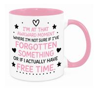 Cherish Charlie Designs Awkward Moment Mug - Funny Novelty Gift Silly Present Mug Birthday Christmas for Mum Dad Friend Sister Brother Grandparents for Man Woman Secret Santa Work Quotes (Pink)