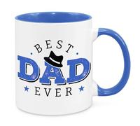 Cherish Charlie Designs Best Dad Ever Mug- Gift for Dad Daddy Stepdad Novelty Birthday Christmas Fathers Day Present (Blue)