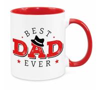 Cherish Charlie Designs Best Dad Ever Mug- Gift for Dad Daddy Stepdad Novelty Birthday Christmas Fathers Day Present (Red)