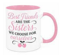 Cherish Charlie Designs Best Friends are The Sisters Mug - Sentimental Friendship Gift for Women Best Friends Besties BFF Birthday Christmas Thank You Gift Friendaversary (Pink)