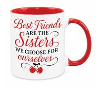 Cherish Charlie Designs Best Friends are The Sisters Mug - Sentimental Friendship Gift for Women Best Friends Besties BFF Birthday Christmas Thank You Gift Friendaversary (Red)