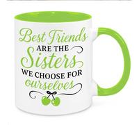 Cherish Charlie Designs Best Friends are The Sisters Mug - Sentimental Friendship Gift for Women Best Friends Besties BFF Birthday Christmas Thank You Gift Friendaversary (Green)