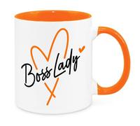 Cherish Charlie Designs Boss Lady Mug - Funny Novelty Gift Silly Present Mug Birthday Christmas for Mum Dad Friend Sister Brother Grandparents for Man Woman Secret Santa Work Quotes (Orange)