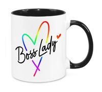 Cherish Charlie Designs Boss Lady Mug - Funny Novelty Gift Silly Present Mug Birthday Christmas for Mum Dad Friend Sister Brother Grandparents for Man Woman Secret Santa Work Quotes (Rainbow)