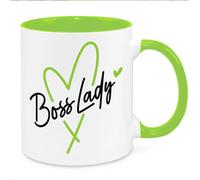 Cherish Charlie Designs Boss Lady Mug - Funny Novelty Gift Silly Present Mug Birthday Christmas for Mum Dad Friend Sister Brother Grandparents for Man Woman Secret Santa Work Quotes (Green)