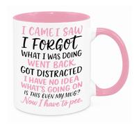 Cherish Charlie Designs I Came I Saw I Forgot Mug - Funny Novelty Gift Silly Present Mugs for Women Birthday Christmas for Mum Dad Friend Sister for Men Colleague Secret Santa Work Quotes 2 (Pink)