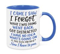 Cherish Charlie Designs I Came I Saw I Forgot Mug - Funny Novelty Gift Silly Present Mugs for Women Birthday Christmas for Mum Dad Friend Sister for Men Colleague Secret Santa Work Quotes 2 (Blue)