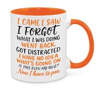 Cherish Charlie Designs I Came I Saw I Forgot Mug - Funny Novelty Gift Silly Present Mugs for Women Birthday Christmas for Mum Dad Friend Sister for Men Colleague Secret Santa Work Quotes 2 (Orange)