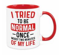 Cherish Charlie Designs I Tried to Be Normal Mug - Funny Novelty Gift Silly Present Mugs for Women Birthday Christmas for Mum Dad Friend Sister for Men Colleague Secret Santa Work Quotes (Red)