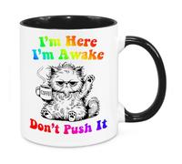 Cherish Charlie Designs I'm Here Mug - Funny Novelty Gift Silly Present Mug Birthday Christmas for Mum Dad Friend Sister Brother Grandparents for Man Woman Secret Santa Work Quotes(Rainbow)
