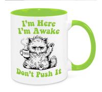 Cherish Charlie Designs I'm Here Mug - Funny Novelty Gift Silly Present Mug Birthday Christmas for Mum Dad Friend Sister Brother Grandparents for Man Woman Secret Santa Work Quotes (Green)