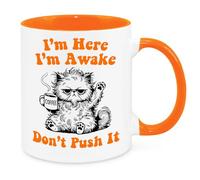 Cherish Charlie Designs I'm Here Mug - Funny Novelty Gift Silly Present Mug Birthday Christmas for Mum Dad Friend Sister Brother Grandparents for Man Woman Secret Santa Work Quotes (Orange)