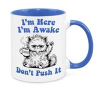 Cherish Charlie Designs I'm Here Mug - Funny Novelty Gift Silly Present Mug Birthday Christmas for Mum Dad Friend Sister Brother Grandparents for Man Woman Secret Santa Work Quotes (Blue)