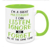Cherish Charlie Designs I'm Multitasking Mug - Funny Novelty Gift Silly Present Mugs for Women Birthday Christmas for Mum Dad Friend Sister for Men Women Colleague Secret Santa Work Quotes (Green)