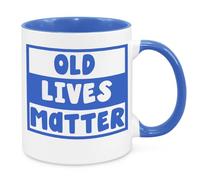 Cherish Charlie Designs Old Lives Matter Mug - Funny Novelty Gift Silly Present Mug Birthday Christmas for Mum Dad Friend Sister Brother Grandparents for Man Woman Secret Santa Work Quotes (Blue)