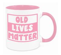 Cherish Charlie Designs Old Lives Matter Mug - Funny Novelty Gift Silly Present Mug Birthday Christmas for Mum Dad Friend Sister Brother Grandparents for Man Woman Secret Santa Work Quotes (Pink)