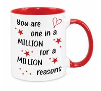 Cherish Charlie Designs One in A Million, Friendship Quote Mug, Birthday Gifts for Best Friend, Sister, Mum, Wife, Grandma, Appreciation Gift, Thank You Gift (Red)