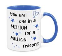 Cherish Charlie Designs One in A Million, Friendship Quote Mug, Birthday Gifts for Best Friend, Sister, Mum, Wife, Grandma, Appreciation Gift, Thank You Gift (Blue)