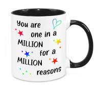 Cherish Charlie Designs One in A Million, Friendship Quote Mug, Birthday Gifts for Best Friend, Sister, Mum, Wife, Grandma, Appreciation Gift, Thank You Gift (Rainbow)