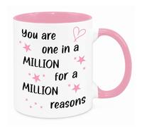 Cherish Charlie Designs One in A Million, Friendship Quote Mug, Birthday Gifts for Best Friend, Sister, Mum, Wife, Grandma, Appreciation Gift, Thank You Gift (Pink)