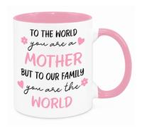 Cherish Charlie Designs to The World You are A Mother - Mothers Day Birthday Christmas Funny Gift Present for Best Mum Mom from Daughter Son Gift for Her Sentimental Funny Quotes Coffee Mug (Pink)