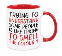 Cherish Charlie Designs Understanding People Mug - Funny Novelty Gift Silly Present Mug Birthday Christmas for Mum Dad Friend Sister Brother Grandparents for Man Woman Secret Santa Work Quotes (Red)