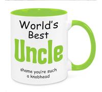 Cherish Charlie Designs World's Best Uncle Mug - Birthday Christmas Funny Gift Present Novelty Unique for Mum Dad Grandparents Friend Sister Brother for Him Her Funny Quotes Coffee Mug (Green)