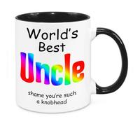 Cherish Charlie Designs World's Best Uncle Mug - Birthday Christmas Funny Gift Present Novelty Unique for Mum Dad Grandparents Friend Sister Brother for Him Her Funny Quotes Coffee Mug (Rainbow)